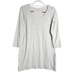 J JILL PureJill High Low Tunic Top LIGHT GRAY size S Tall 3/4 Sleeve Casual Chic